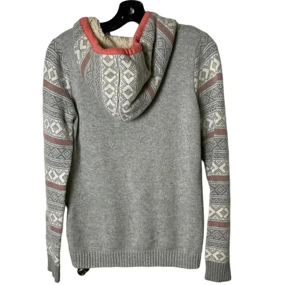 Anthropologie zip up hoodie,sherpa,L.,chunky knit,wool blend,tassels,boho,aztec - Picture 4 of 12